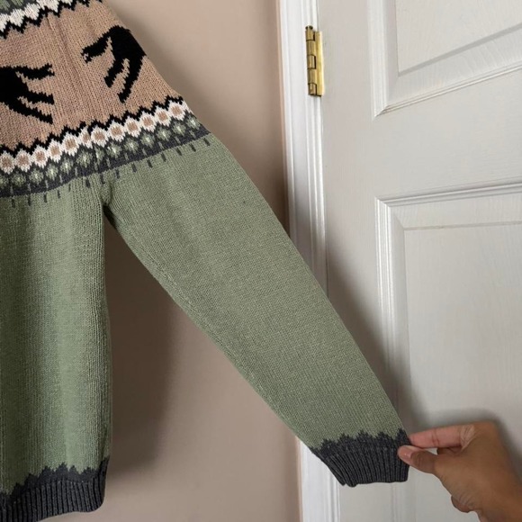 Vintage Horse Fair Isle Crewneck Sweater Green Gray - Picture 6 of 8